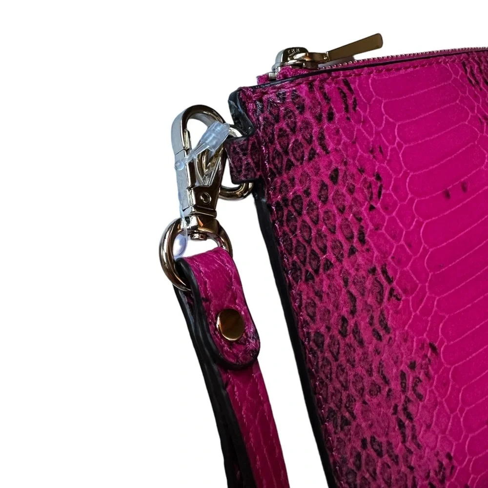Michael Kors Snakeprint Large Jetset Clutch Fuschia & Black - NWOT
